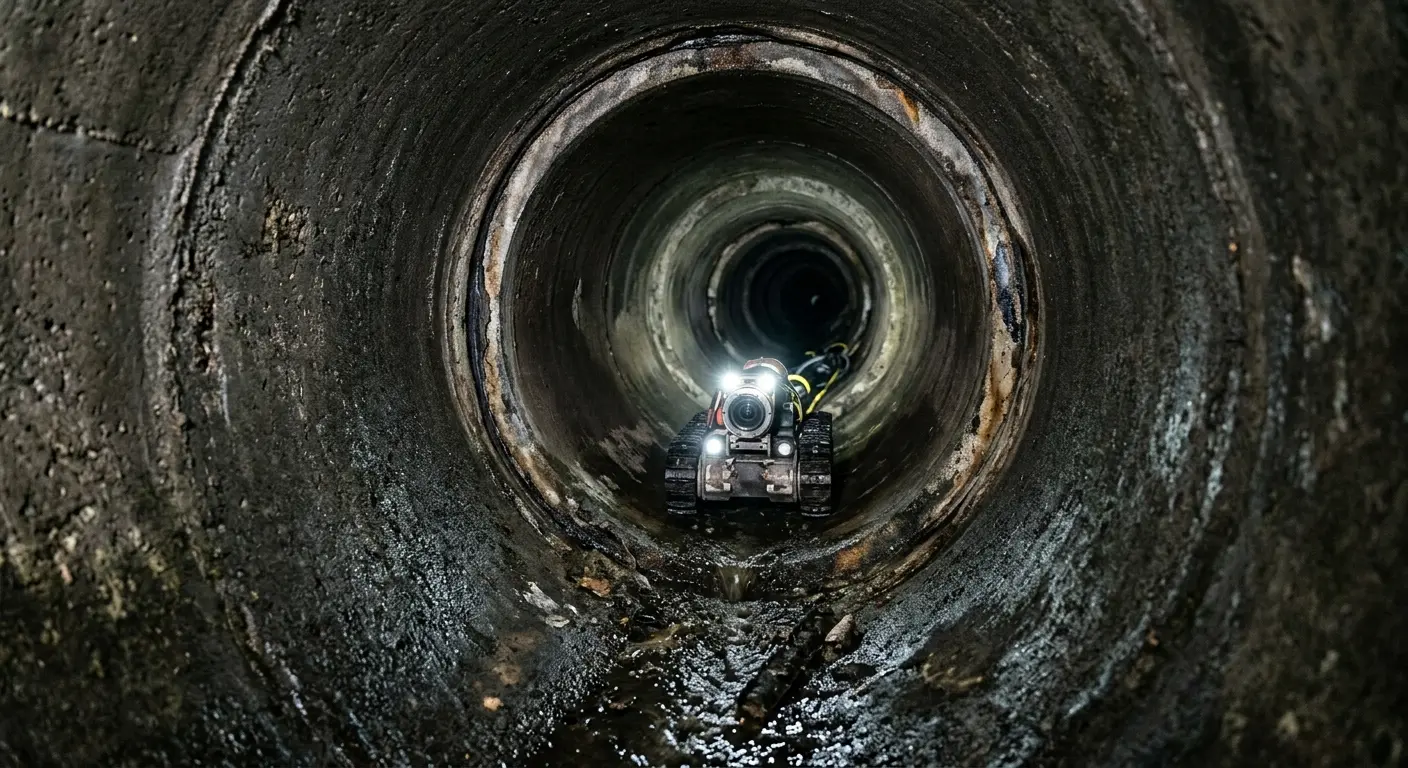 Robotic sewer camera inspecting pipe interior for Drain Snake Service in Golden Hills